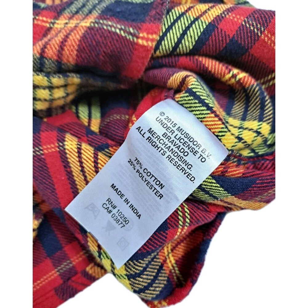Guns N Roses Flannel Hooded Shirt XL Red Yellow Rock Roll Axel Skulls Appetite - Picture 6 of 9